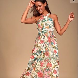 Lulus Lilja Cream Flora Print Maxi